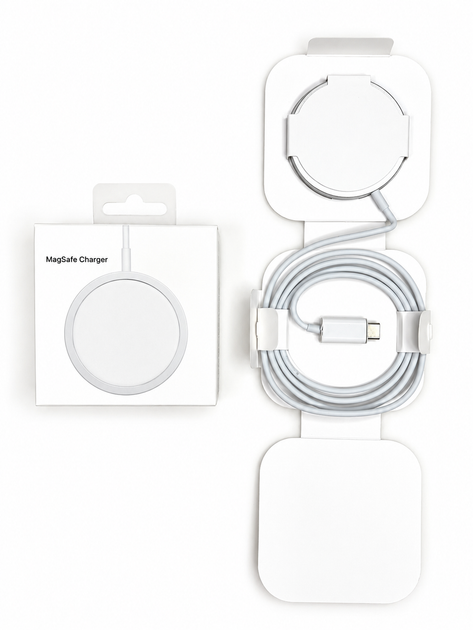 Бездротовий зарядний пристрій MagSafe Charger для Apple Iphone, Ipad, AirPods, Apple Watch, 1 м White - Фото 1 Бездротовий зарядний пристрій MagSafe Charger для Apple Iphone, Ipad, AirPods, Apple Watch, 1 м White - зображення 1