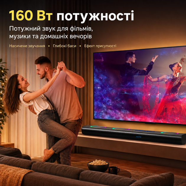 Саундбар Newsmy G68 160 Вт звукова панель для телевізора домашнього кінотеатру Bluetooth HDMI USB Dolby Digital стерео з сабвуфером металевий корпус підтримка дротового бездротового мікрофона для музики фільмів караоке - зображення 5