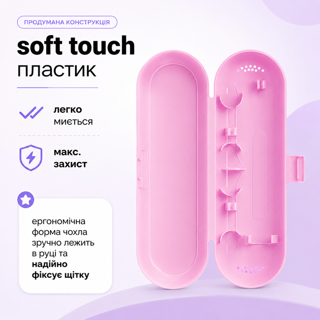 Дорожній футляр для електричної зубної щітки Oral-B / Philips / Xiaomi та насадок, ABS-пластик, рожевий - изображение 2