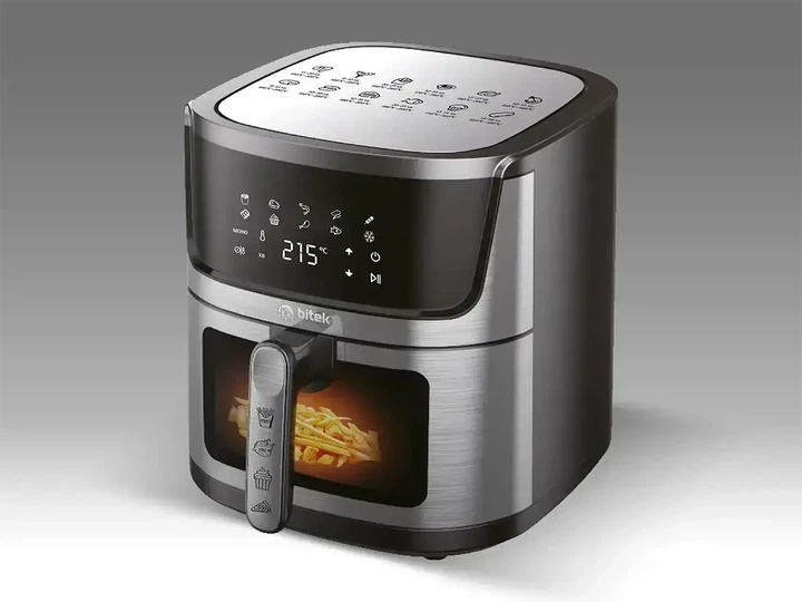 Аэрогриль BITEK BT-5395 14 л 4800 Вт сенсорная Air Fryer с 10 программами, обзорным окном, двойным нагревом и антипригарной чашей. - изображение 6