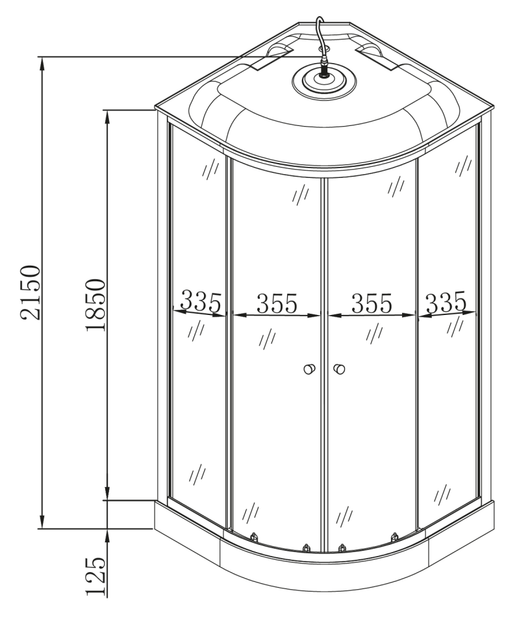 Бокс душовий з гідромасажем Mixxus STRONG SBH02-90x90x215-FB SATIN низький піддон (MI6890) - изображение 7