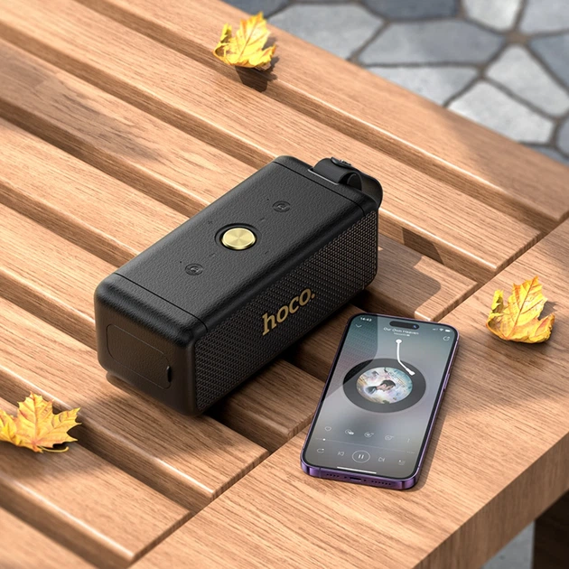 Потужна портативна колонка hoco. HT1 Pro Marquis Sports 16W (2×8W) із захистом IPX4, Bluetooth 5.4, TWS, FM, USB, TF, AUX, 2400mAh Black - зображення 4