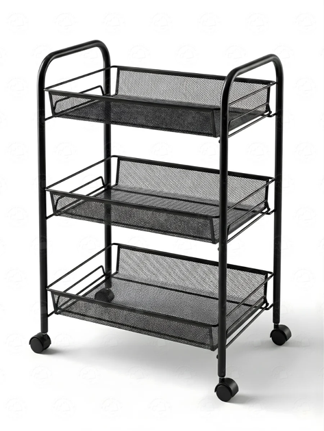Универсальная металическая полка-этажка Easy Shelf на колесах 63×44×26см ES-76135 Black - Фото 1 Универсальная металическая полка-этажка Easy Shelf на колесах 63×44×26см ES-76135 Black - изображение 1