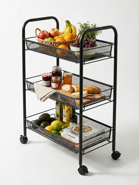 Универсальная металическая полка-этажка Easy Shelf на колесах 63×44×26см ES-76135 Black - Фото 3 Универсальная металическая полка-этажка Easy Shelf на колесах 63×44×26см ES-76135 Black - изображение 3