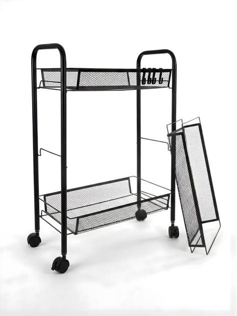 Универсальная металическая полка-этажка Easy Shelf на колесах 63×44×26см ES-76135 Black - Фото 5 Универсальная металическая полка-этажка Easy Shelf на колесах 63×44×26см ES-76135 Black - изображение 5