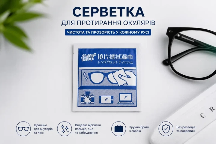 Влажная салфетка для протирания солнцезащитных очков (0002 - 1706) - Фото 1 Влажная салфетка для протирания солнцезащитных очков (0002 - 1706) - изображение 1