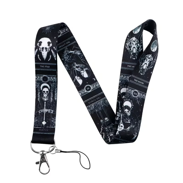Ремінець на шию JDM Tarot Skull для ключів, телефону та бейджа, 45 см - Фото 1 Ремінець на шию JDM Tarot Skull для ключів, телефону та бейджа, 45 см - зображення 1