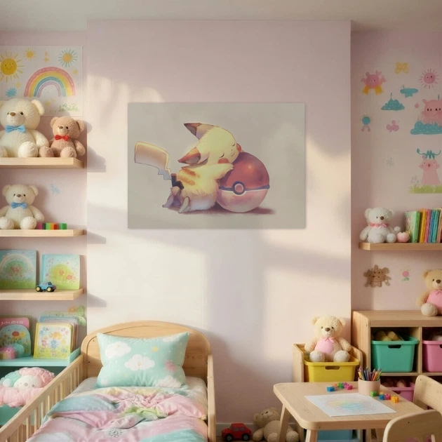 Постер Покемон Пікачу з покеболом, Pokemon Pikachu, декор в дитячу кімнату, кавай, A3 30×42 см (id5366) - зображення 2