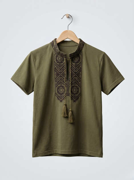 Вышиванка для мальчика подростка 128 Хаки LAUNA (718115-128) - изображение 4