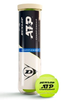 Тенісні м’ячі Dunlop ATP CHAMPIONSHIP 4B у пластиковій банці, 4 м’ячі, Durafelt HD Cloth (6B6D1E95D2AD) - Фото 1 Тенісні м’ячі Dunlop ATP CHAMPIONSHIP 4B у пластиковій банці, 4 м’ячі, Durafelt HD Cloth (6B6D1E95D2AD) - зображення 1