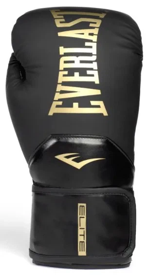 Боксерські рукавиці Everlast 16 унцій нітрил-бутадієн-каучук чорні золоті - зображення 2