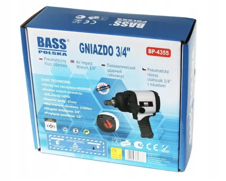 Пневматический ударный гайковерт Bass Polska 4355 3/4" 2100 Нм (4355) - изображение 3