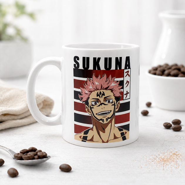 Чашка аніме Магічна битва Jujutsu Kaisen з персонажем Сукуна 330 мл Біла - зображення 3