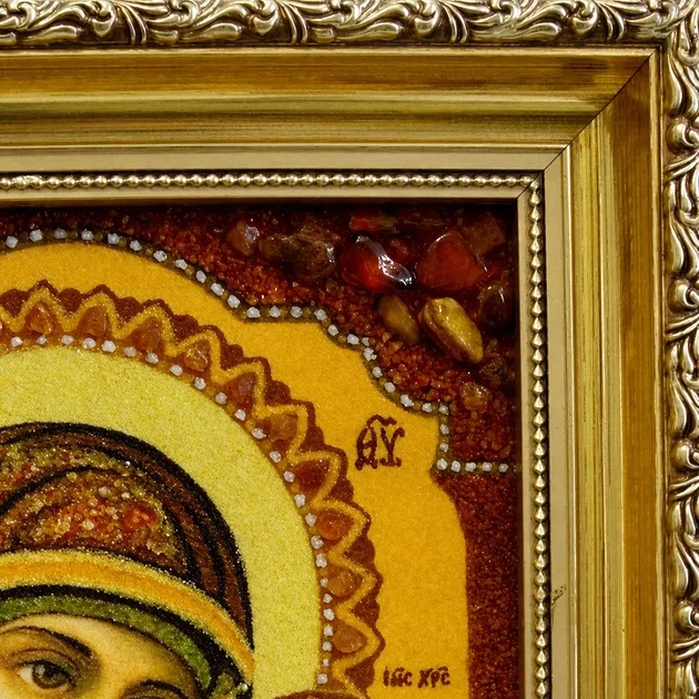 Ікона з бурштину Казанська - Ікона Божої Матері Гранд Презент 20*30 і-07 - зображення 4