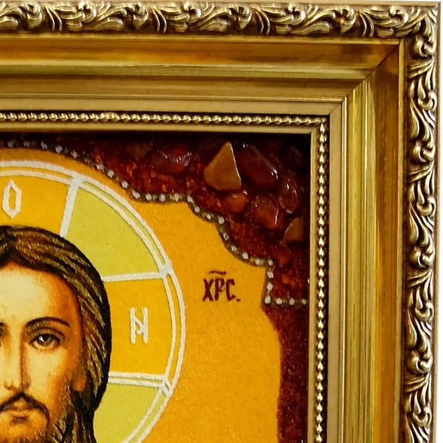 Ікона з бурштину Ісус Христос і-08 Господь Вседержитель Гранд Презент 20*30 - Фото 4 Ікона з бурштину Ісус Христос і-08 Господь Вседержитель Гранд Презент 20*30 - изображение 4