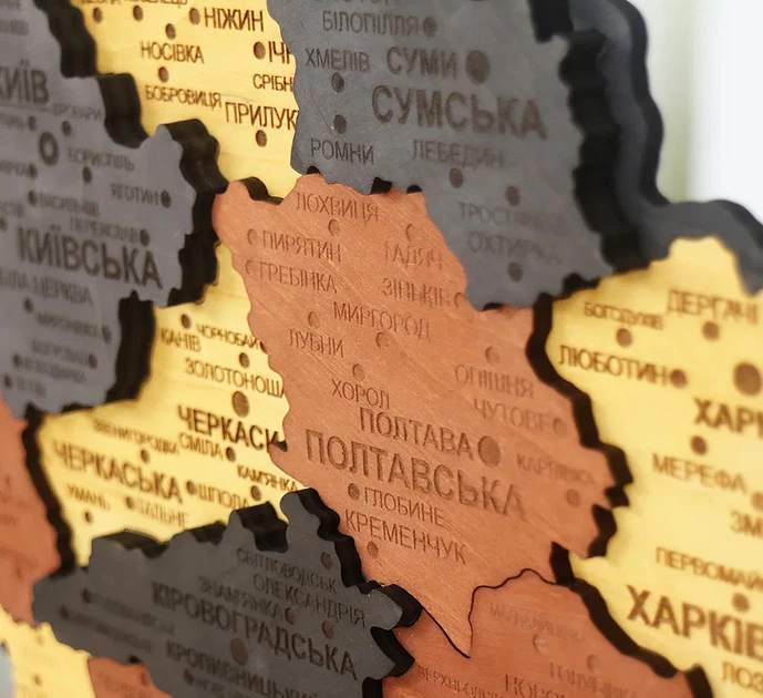 Мапа України настінна мала 3D об'ємна в коробці ручна робота 55*38.5 см Гранд Презент 11 - зображення 8