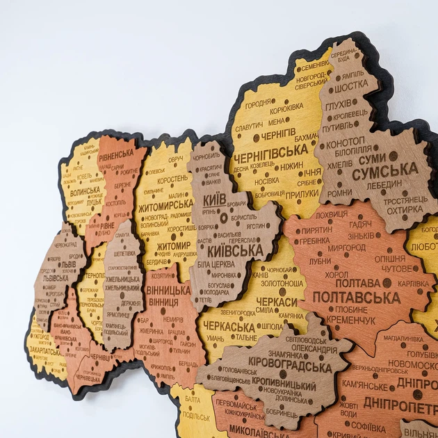Мапа України настінна середня 3D об'ємна в коробці ручна робота 92.5*64.6 см Гранд Презент 12 - изображение 5