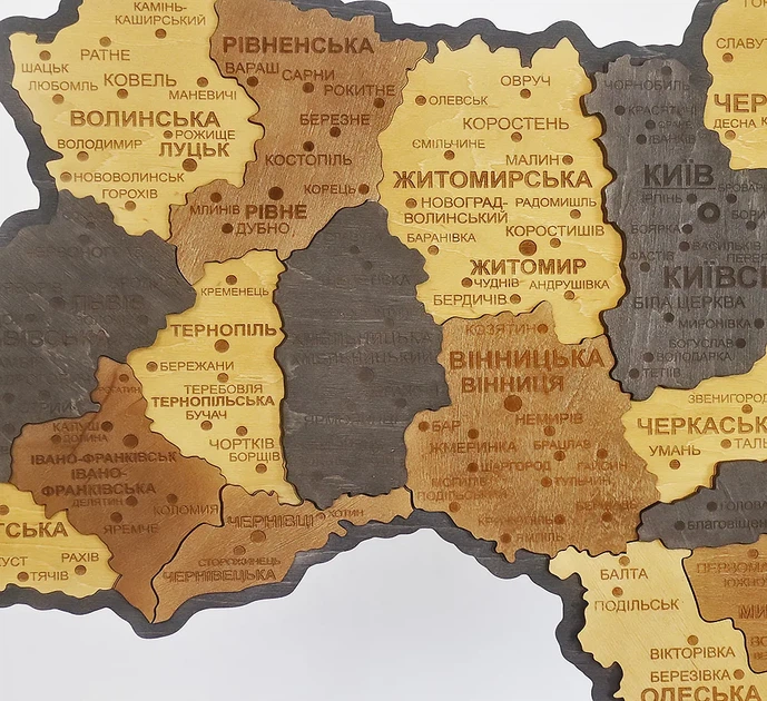 Мапа України настінна середня 3D об'ємна в коробці ручна робота 92.5*64.6 см Гранд Презент 12 - изображение 9