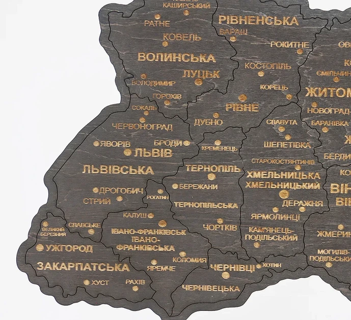 Мапа України настінна одношарова темна без коробки 55*38.5 см Гранд Презент 13 - изображение 8