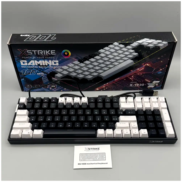 Ігрова клавіатура механічна з RGB-підсвіткою для ПК 100 клавіш чорний XSTRIKE LS-2667 - зображення 7