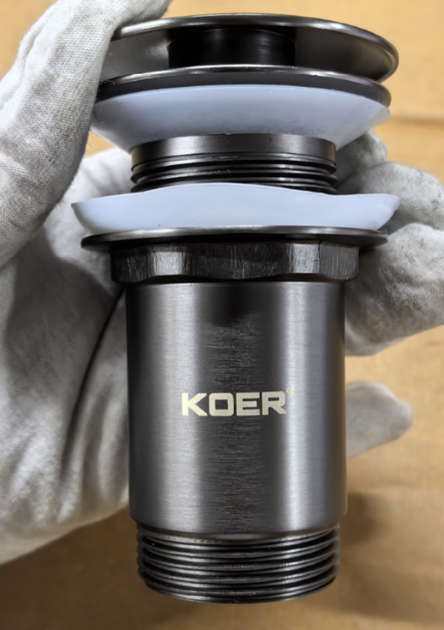 Донний клапан для раковини без переливу KOER PW-08-07 автоматичний (Click-Clack) (Колір графітовий) 1 1/4'' (KR6484) - изображение 10