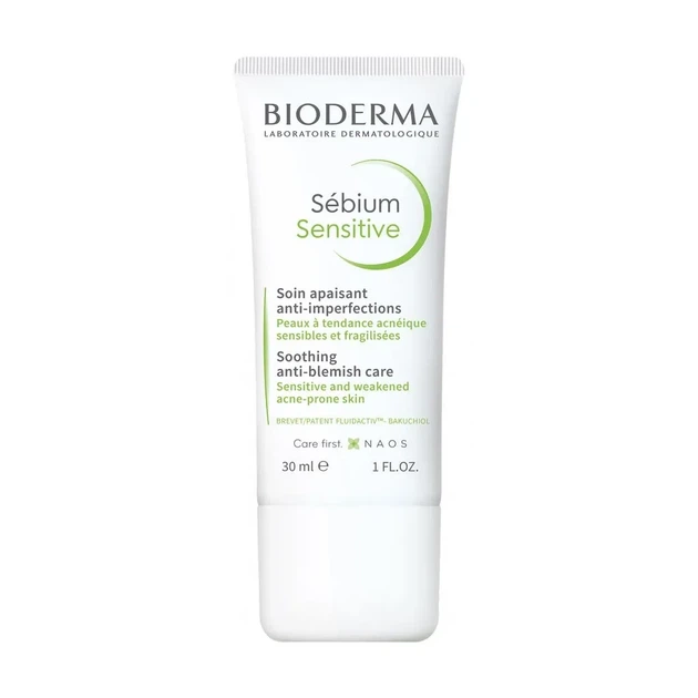 Успокаивающее средство для лица Bioderma Sebium Sensitive Soothing Anti-Blemish Care для проблемной кожи, 30 мл - Фото 1 Успокаивающее средство для лица Bioderma Sebium Sensitive Soothing Anti-Blemish Care для проблемной кожи, 30 мл - изображение 1