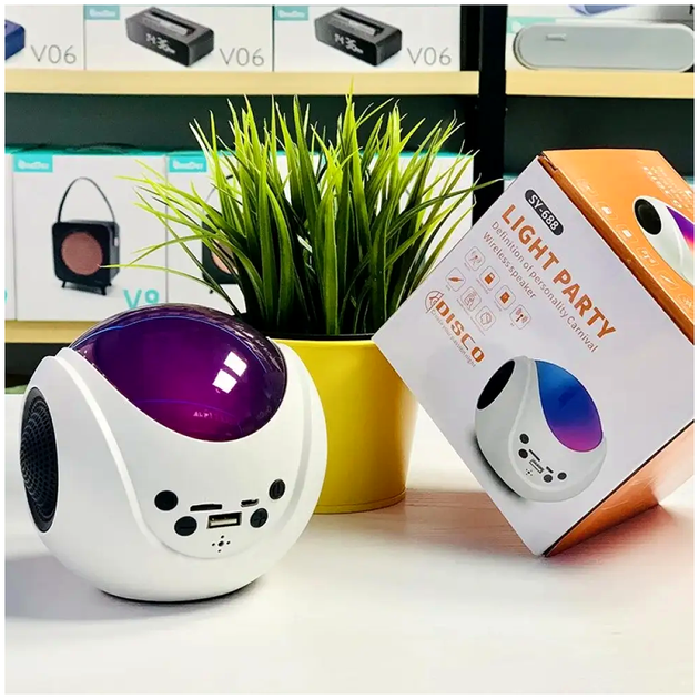 Ночник RGB LIGHT с Bluetooth колонкой и FM SD для дома 1 шт белый LS-837 - изображение 6