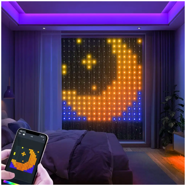 Светодиодная гирлянда штора 3х2м 400 LED для дома USB RGB LS-2788 - изображение 6