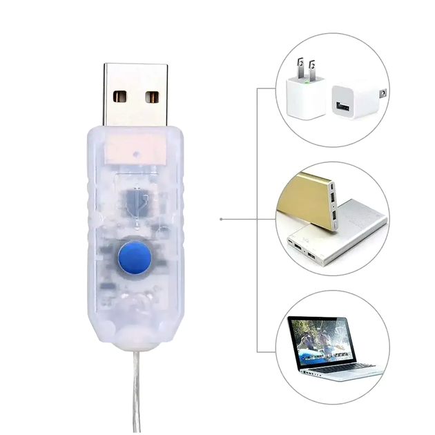 Гирлянда штора 3x3м 360LED USB пульт для дома холодный белый LS-1198 - изображение 4