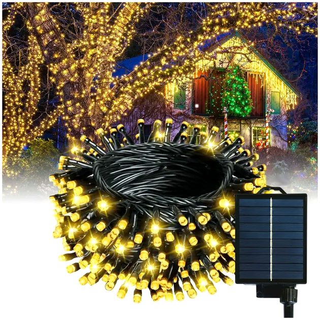 Гирлянда светодиодная 1000LED солнечная для улицы 100м теплый белый LS-2553 - изображение 2
