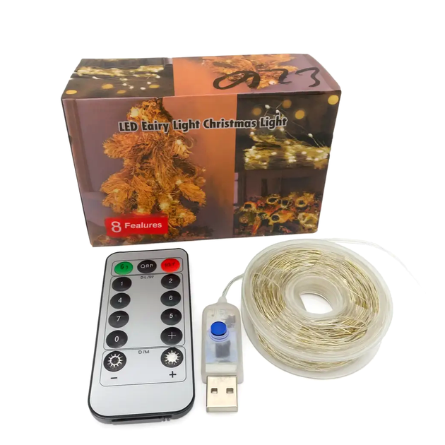 Гирлянда светодиодная 20м 200LED для дома с пультом USB LS-2560 - изображение 8