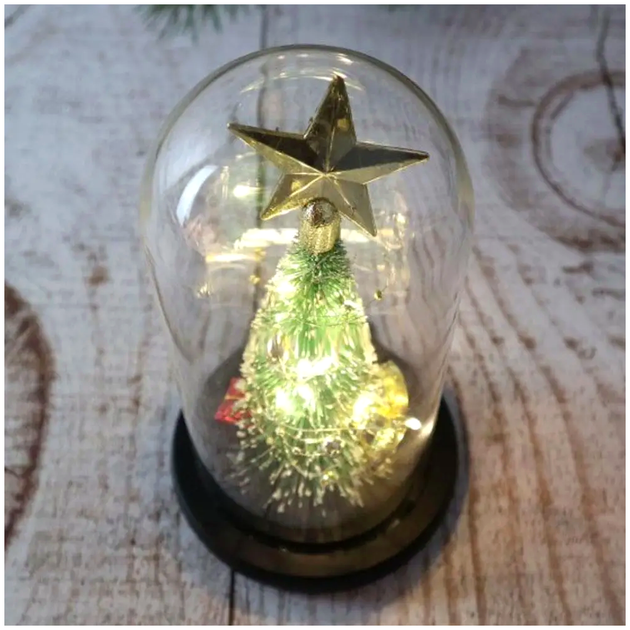 Світна різдвяна ялинка в колбі 23 5 см з LED-підсвіткою для дому USB LS-372 - зображення 4