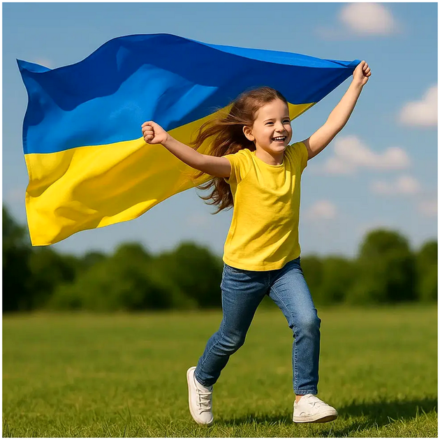 Флаг Украины габардин 135х90 см для улицы и помещений желто-синий LS-1966 - изображение 8