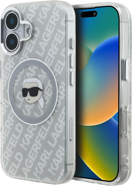 Etui plecki Karl Lagerfeld IML Karl Head Logo MagSafe do Apple iPhone 16 Grey (KLHMP16SHMKBKHG) - Zdjęcie 1 Etui plecki Karl Lagerfeld IML Karl Head Logo MagSafe do Apple iPhone 16 Grey (KLHMP16SHMKBKHG) - obraz 1