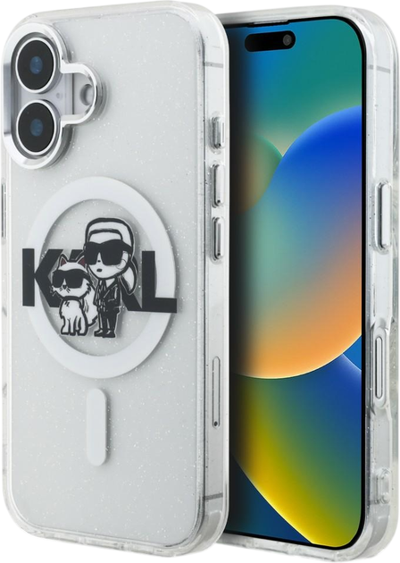 Etui plecki Karl Lagerfeld IML Glitter Karl & Choupette Sketch Logo MagSafe do Apple iPhone 16 Transparent (KLHMP16SHGKCGKBT) - Zdjęcie 1 Etui plecki Karl Lagerfeld IML Glitter Karl & Choupette Sketch Logo MagSafe do Apple iPhone 16 Transparent (KLHMP16SHGKCGKBT) - obraz 1