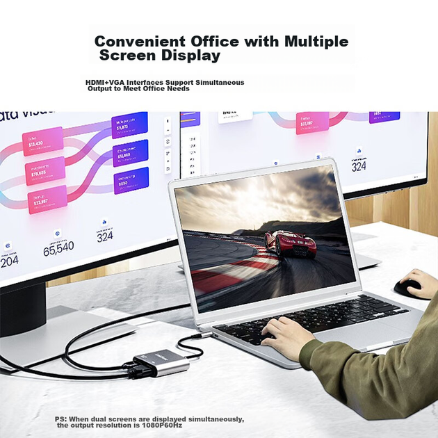 Хаб LinkStone Type-C HDMI/VGA 4K, для Apple/MacBook/iPhone/iPad/Huawei/TV - изображение 5