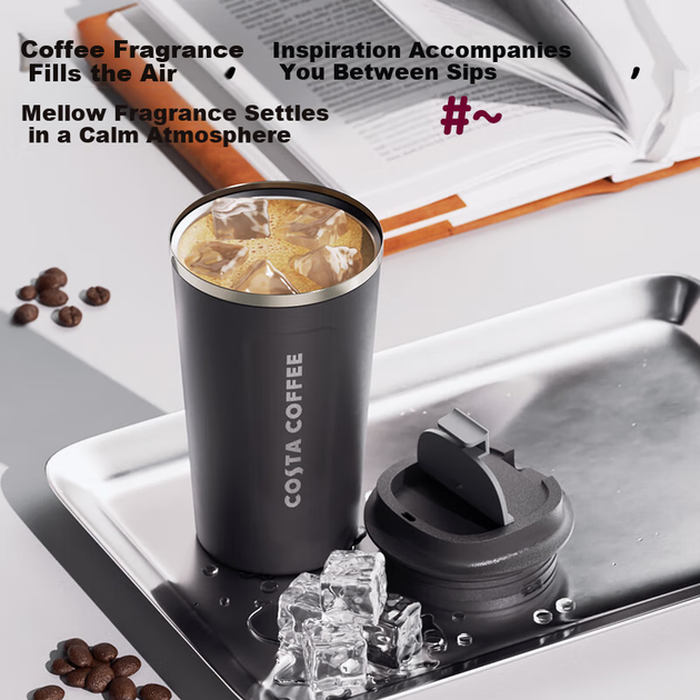 Кружка COSTA для кофе из нержавеющей стали с крышкой, портативная дорожная, для авто, подарочная - изображение 7