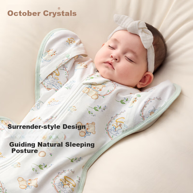 Піжама-мішок для сну October Crystal Baby Anti-Startle Sleep Sack Swaddle Blanket, цільна, Four Seasons Universal Bear Castle, розмір M - изображение 6