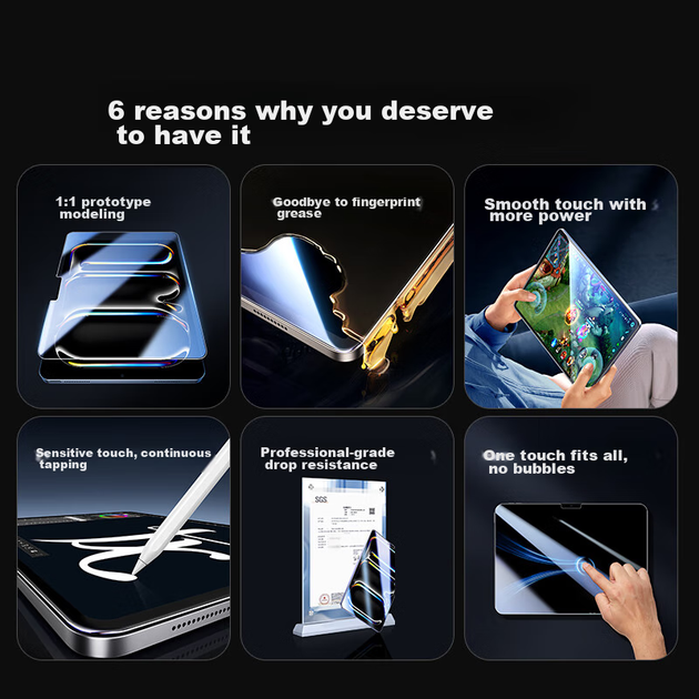 Захисна плівка UGREEN із загартованого скла для iPad Pro 13 дюймів, чіп M5, нова модель 2025 року, універсальна для планшета Apple M4 2024 року, повноекранна HD-захисна плівка - изображение 5