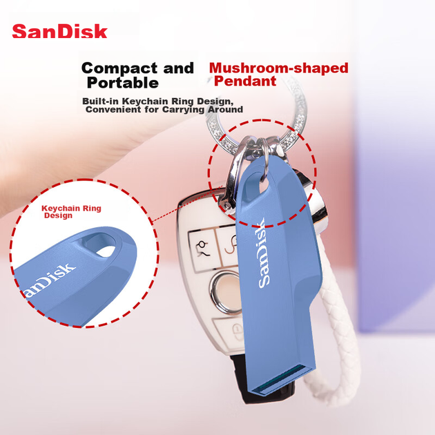 Флешка SanDisk CZ550 64ГБ USB3.2 с шифрованием, фиолетовая - изображение 9