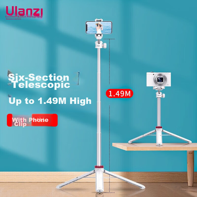 Штатив Ulanzi MT-44, портативний, для камери та телефону, білий - Фото 2 Штатив Ulanzi MT-44, портативний, для камери та телефону, білий - зображення 2