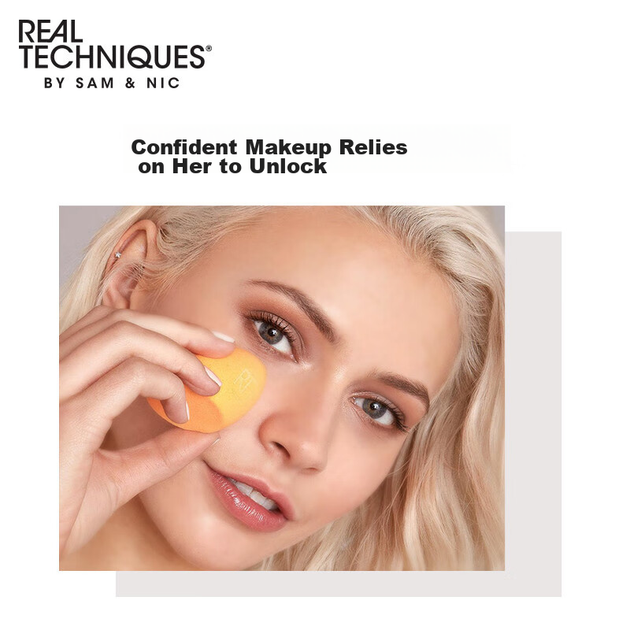 Набор из 2 спонжей для макияжа Real Techniques Beauty Blender, двойного назначения: для сухого и влажного нанесения макияжа. - изображение 7