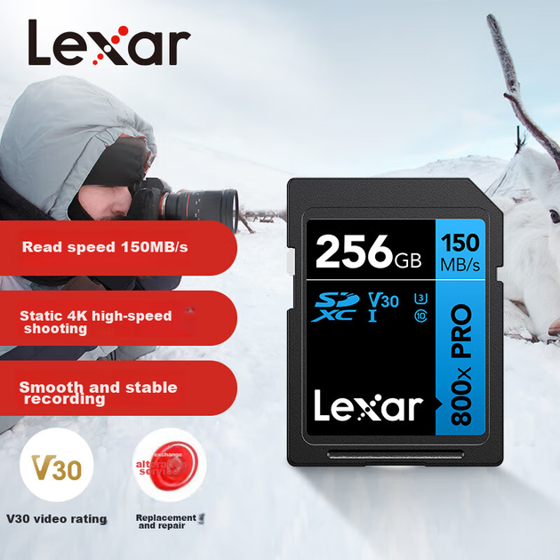 Карта памяти Lexar 800x PRO SDXC 256GB UHS-I U3 V30 (LSD0800P256G-BNNNC) - изображение 2