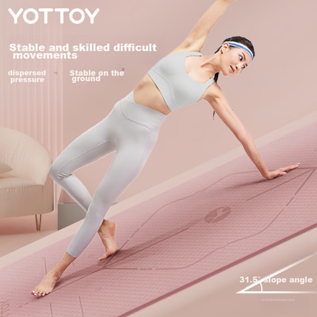 Коврик для йоги Yottoy потовщенный расширенный нескользящий 200×100см 8мм - Фото 5 Коврик для йоги Yottoy потовщенный расширенный нескользящий 200×100см 8мм - изображение 5