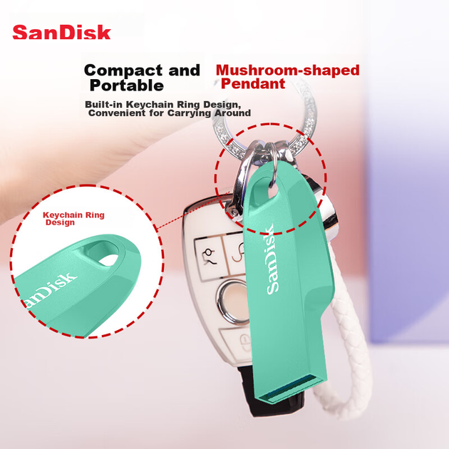 Флеш-накопичувач SanDisk 128 ГБ USB 3.2 CZ550 Green із безпечним шифруванням для відновлення даних для навчання, офісної роботи, торгів, компактний портативний автомобільний флеш-накопичувач великої ємності - зображення 9