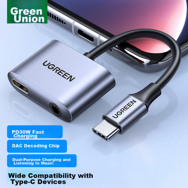 Адаптер UGREEN USB-C на 3.5 мм аудио с поддержкой HiFi - изображение 2