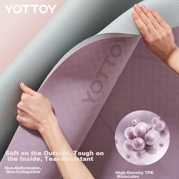 Коврик для йоги Yottoy, утолщенный и расширенный, нескользящий, для фитнеса, танцев, аэробики, звукоизолирующий, амортизирующий, для мужчин и женщин, напольный коврик для домашнего использования. - изображение 8