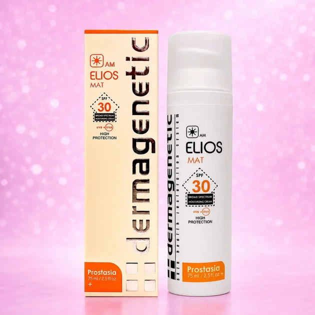 Солнцезащитный матирующий крем Dermagenetic Elios Mat SPF 30 3в1 UVA/UVB для жирной кожи 75 мл - Фото 1 Солнцезащитный матирующий крем Dermagenetic Elios Mat SPF 30 3в1 UVA/UVB для жирной кожи 75 мл - изображение 1