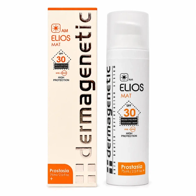 Солнцезащитный матирующий крем Dermagenetic Elios Mat SPF 30 3в1 UVA/UVB для жирной кожи 75 мл - Фото 2 Солнцезащитный матирующий крем Dermagenetic Elios Mat SPF 30 3в1 UVA/UVB для жирной кожи 75 мл - изображение 2