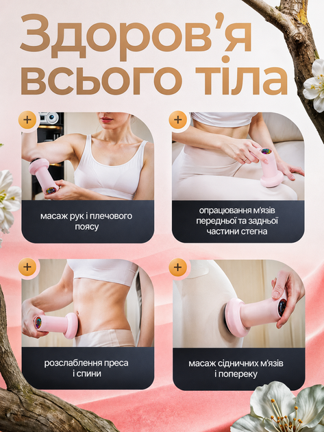 Массажер для тела антицеллюлитный с 5 сменными насадками вибромассажер для спины профессиональный массаж шеи ног рук аккумуляторный беспроводной BRS Pink - Фото 5 Массажер для тела антицеллюлитный с 5 сменными насадками вибромассажер для спины профессиональный массаж шеи ног рук аккумуляторный беспроводной BRS Pink - изображение 5